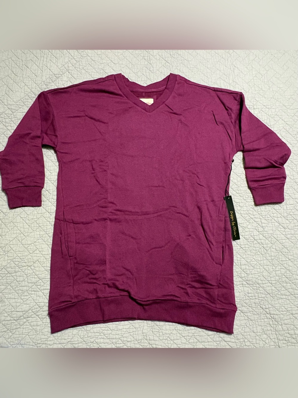 Magenta Tunic Sweatshirt with Pockets Design by Olivia Size Small / Medium